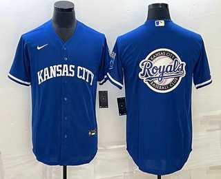 Mens Kansas City Royals Big Logo Blue 2022 City Connect Cool Base Stitched Jerseys